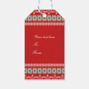 Red White & Green Lace Elegante Urlaubsparty Geschenkanhänger