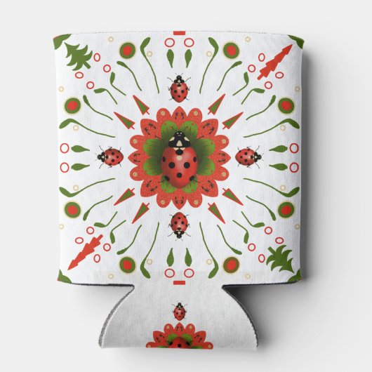 Red, white, & green ladybug design  dosenkühler (Rückseite)