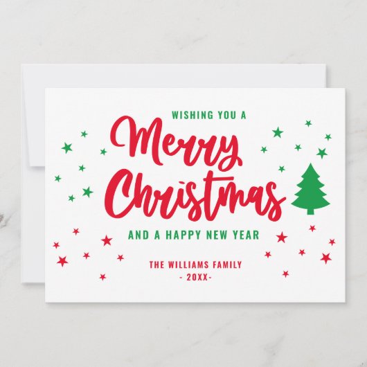 Red White Green Non Foto Family Frohe Weihnachten (Vorderseite)