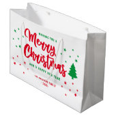 Red White Green Non Foto Family Frohe Weihnachten Große Geschenktüte (Vorderseite Schrägansicht)