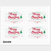 Red White Green Non Foto Family Frohe Weihnachten Rechteckiger Aufkleber (Blatt)