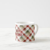 Red White Green Plaid Stripes Christmas Espressotasse (Vorderseite Rechts)
