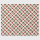 Red White Green Plaid Stripes Christmas Geschenkpapier (Flach)