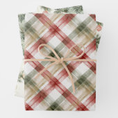 Red White Green Plaid Stripes Christmas Tree Geschenkpapier Set (Beispiel)