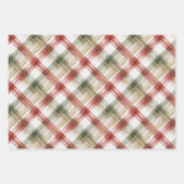 Red White Green Plaid Stripes Christmas Tree   Geschenkpapier Set (Vorderseite)