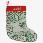 Red White Green Rabbit Strumpf Personalize Folk Kleiner Weihnachtsstrumpf (Vorderseite)