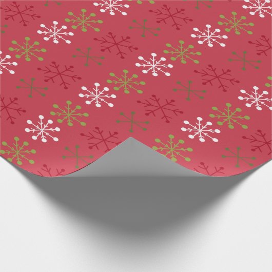 Red White Green Snowflake mit Red Backing Geschenkpapier (Ecke)