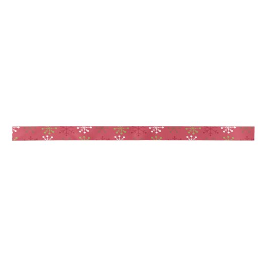 Red White Green Snowflake mit Red Backing Satinband (Vorderseite)