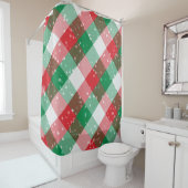Red White Green Snowy Weihnachtsmuster Duschvorhang (Beispiel)