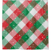 Red White Green Snowy Weihnachtsmuster Duschvorhang (Vorderseite)