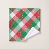 Red White Green Spotter Schachbrettmuster Badhandtuch Set (Waschlappen)