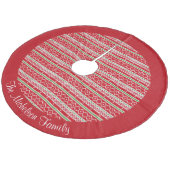Red White Green Strick Sweater Muster Personalisie Fleece Weihnachtsbaumdecke (Schrägansicht)
