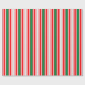 Red White & Green Striped Christmas Wrapping Paper Geschenkpapier (Flach)