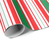 Red White & Green Striped Christmas Wrapping Paper Geschenkpapier (Rolleneckpunkt)