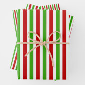 Red White Green Stripes Muster Weihnachten Geschenkpapier Set (Beispiel)