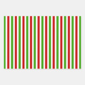 Red White Green Stripes Muster Weihnachten Geschenkpapier Set (Vorderseite)