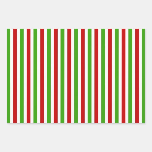 Red White Green Stripes Muster Weihnachten Geschenkpapier Set (Vorderseite)