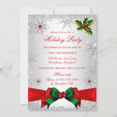 Red White Green Winter Wonderland Holiday Party Einladung (Vorderseite)