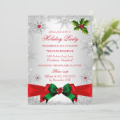 Red White Green Winter Wonderland Holiday Party Einladung (Stehend Vorderseite)