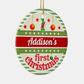Red White Green / Your Baby's First Christmas Keramik Ornament (Rechts)