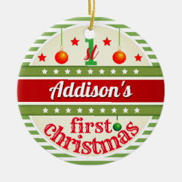 Red White Green / Your Baby's First Christmas Keramik Ornament