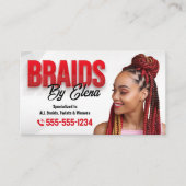 Red White Hair Braiding Haar Braid Salon Visitenkarte (Vorderseite)