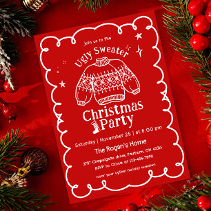 Red & White Hand Dragon Ugly Sweater Weihnachten Einladung