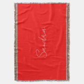 Red White Handschriftlich Minimalistisch Ihren Nam Decke (Vorderseite Vertikal)