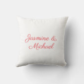 Red & White Handwriting Couple Names Wedding Kissen (Rückseite)
