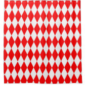 Red White Harlequin Diamonds Schachbretts Design Duschvorhang (Vorderseite)