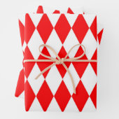 Red White Harlequin Diamonds Schachbretts Design Geschenkpapier Set (Beispiel)