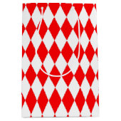 Red White Harlequin Diamonds Schachbretts Design Mittlere Geschenktüte (Vorderseite)