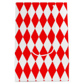 Red White Harlequin Diamonds Schachbretts Design Mittlere Geschenktüte (Rückseite)