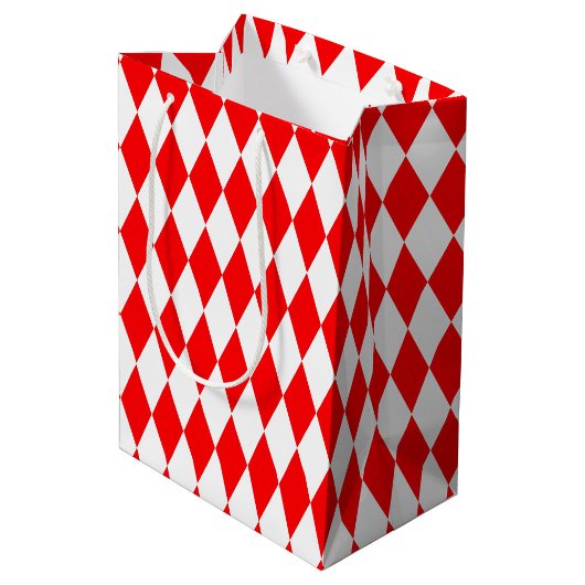 Red White Harlequin Diamonds Schachbretts Design Mittlere Geschenktüte