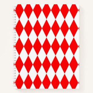 Red White Harlequin Diamonds Schachbretts Design Notizblock