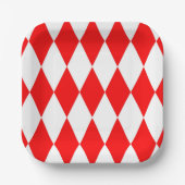Red White Harlequin Diamonds Schachbretts Design Pappteller (Vorderseite)