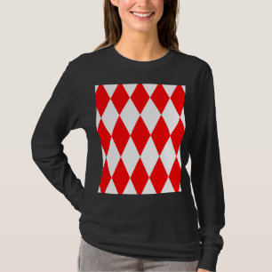 Red White Harlequin Diamonds Schachbretts Design T-Shirt
