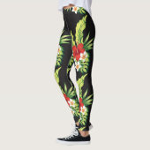 Red & White Hawaiian Hibiskus Pattern Leggings (Links)