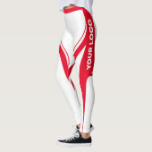 Red White Heart Hintern Team Uniform Logo Cheflead Leggings (Links)