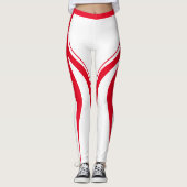 Red White Heart Hintern Team Uniform Logo Cheflead Leggings (Vorderseite)