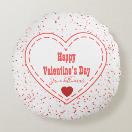 Red White Heart Simple Modern Happy Valentines Day Rundes Kissen