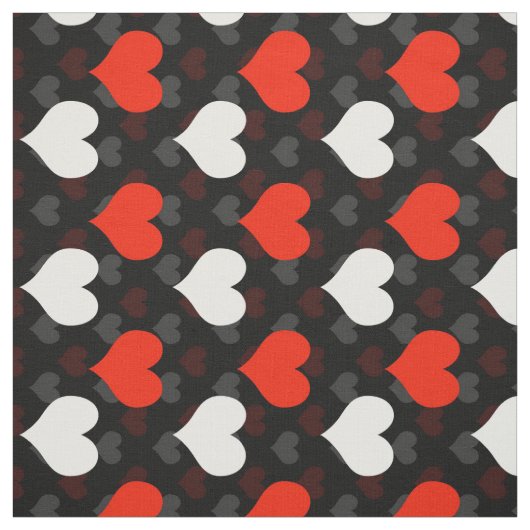 Red White Hearts Black Stoff (Muster)