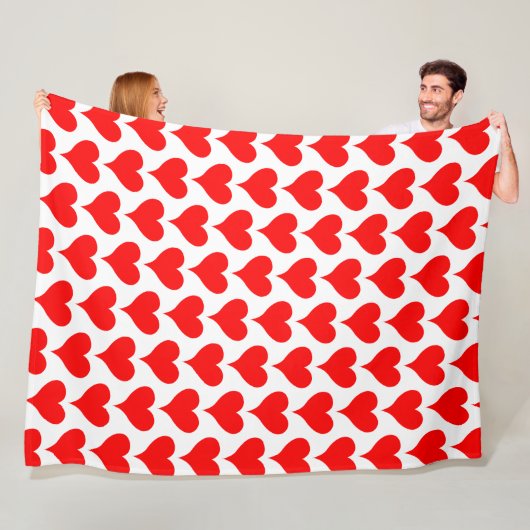 Red White Hearts Pattern Fleecedecke (Beispiel)