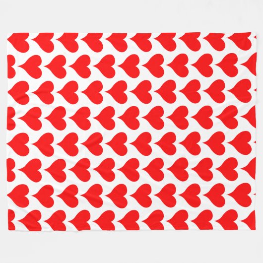 Red White Hearts Pattern Fleecedecke (Vorderseite (Horizontal))