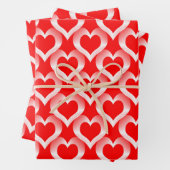 Red White Hearts Pattern Geschenkpapier Set (Beispiel)