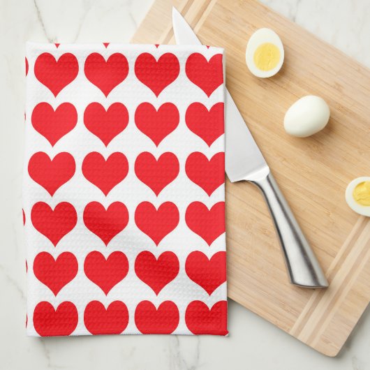 Red White Hearts Pattern Geschirrtuch (Viertel Falte)