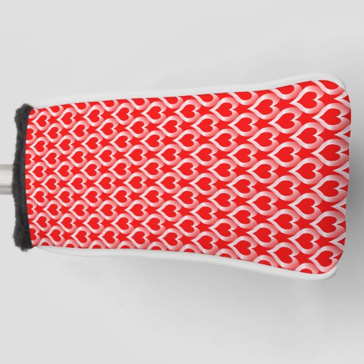 Red White Hearts Pattern Golf Headcover (Vorderseite)