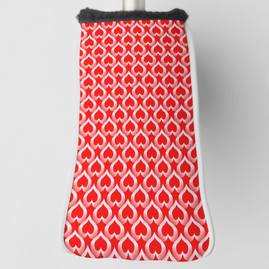 Red White Hearts Pattern Golf Headcover (Rotieren 90)