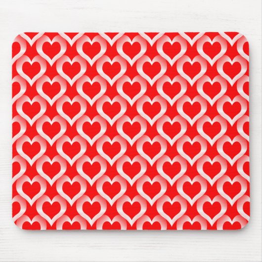 Red White Hearts Pattern Mousepad (Vorne)
