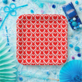 Red White Hearts Pattern Pappteller (Party)